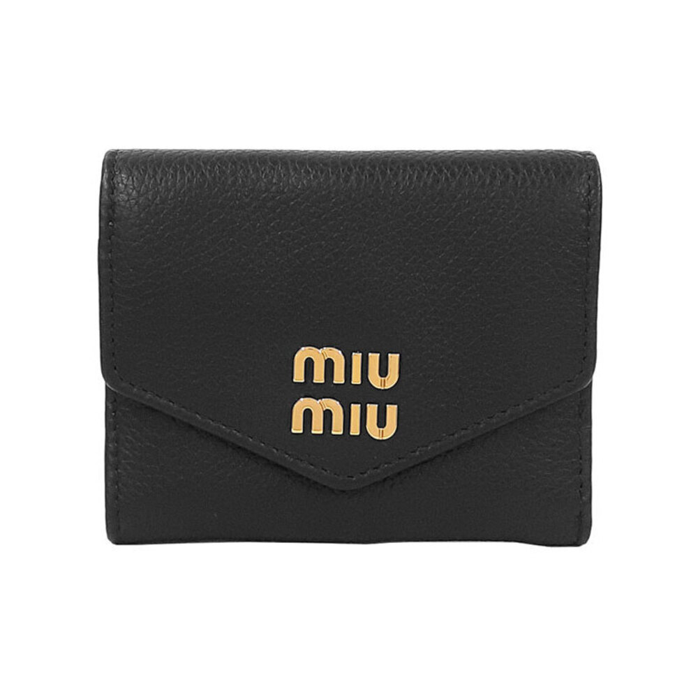 Miu MIu Vitello Daino Leather Flap Wallet Tri fold